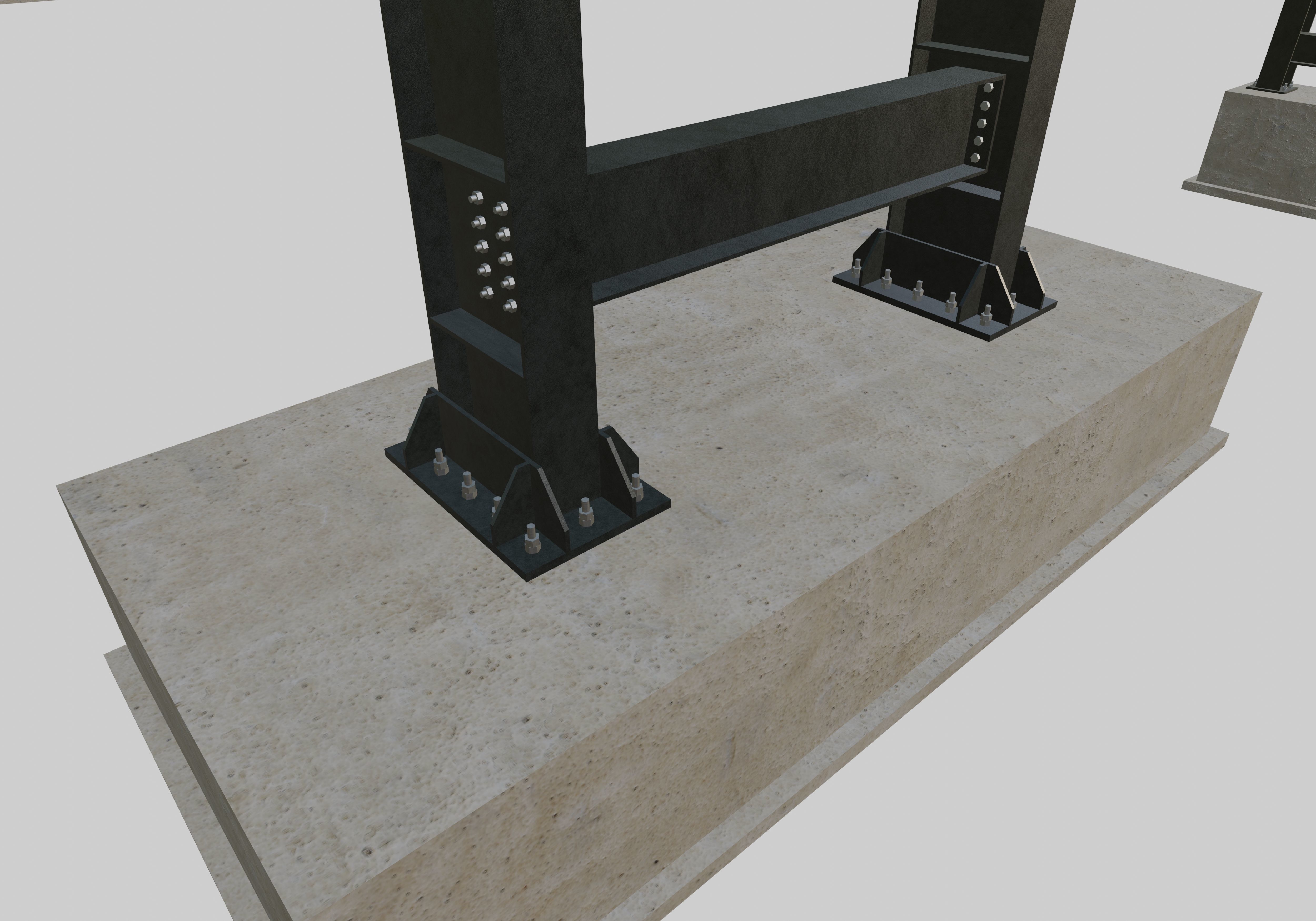 Steel Pedestrian Bridge - Two Columns - Straight Type-1 3D model_8