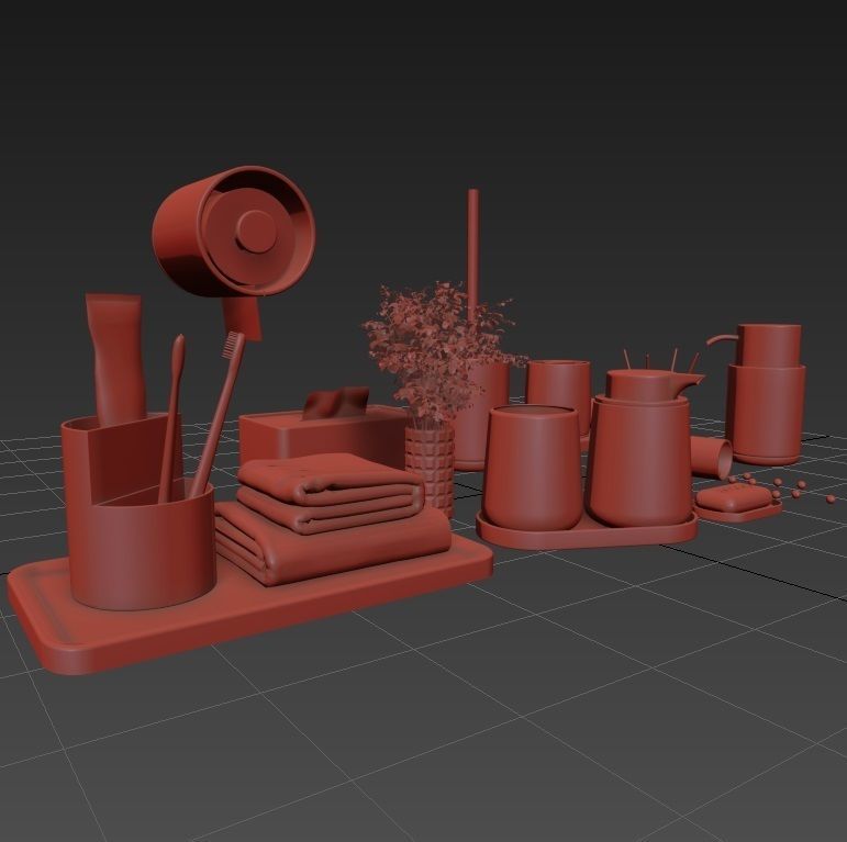 Bathroom-accessories-set-2 bathroom set with toiletries and p... 3D model_8