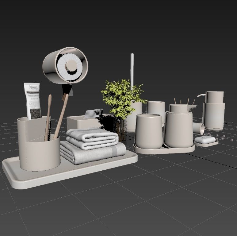 Bathroom-accessories-set-2 bathroom set with toiletries and p... 3D model_7