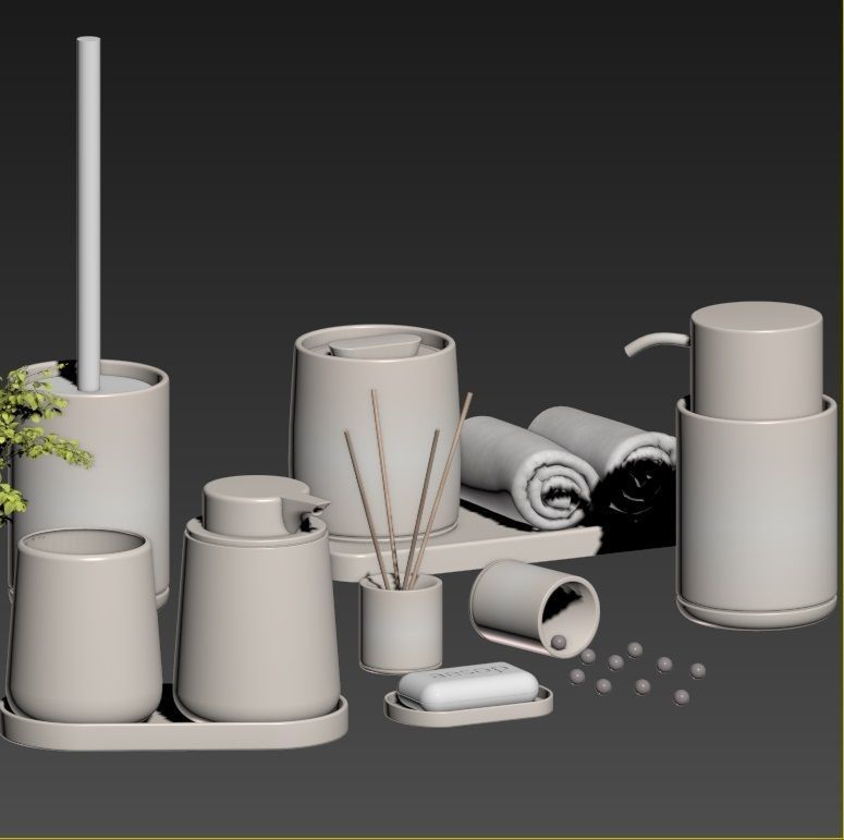 Bathroom-accessories-set-2 bathroom set with toiletries and p... 3D model_21
