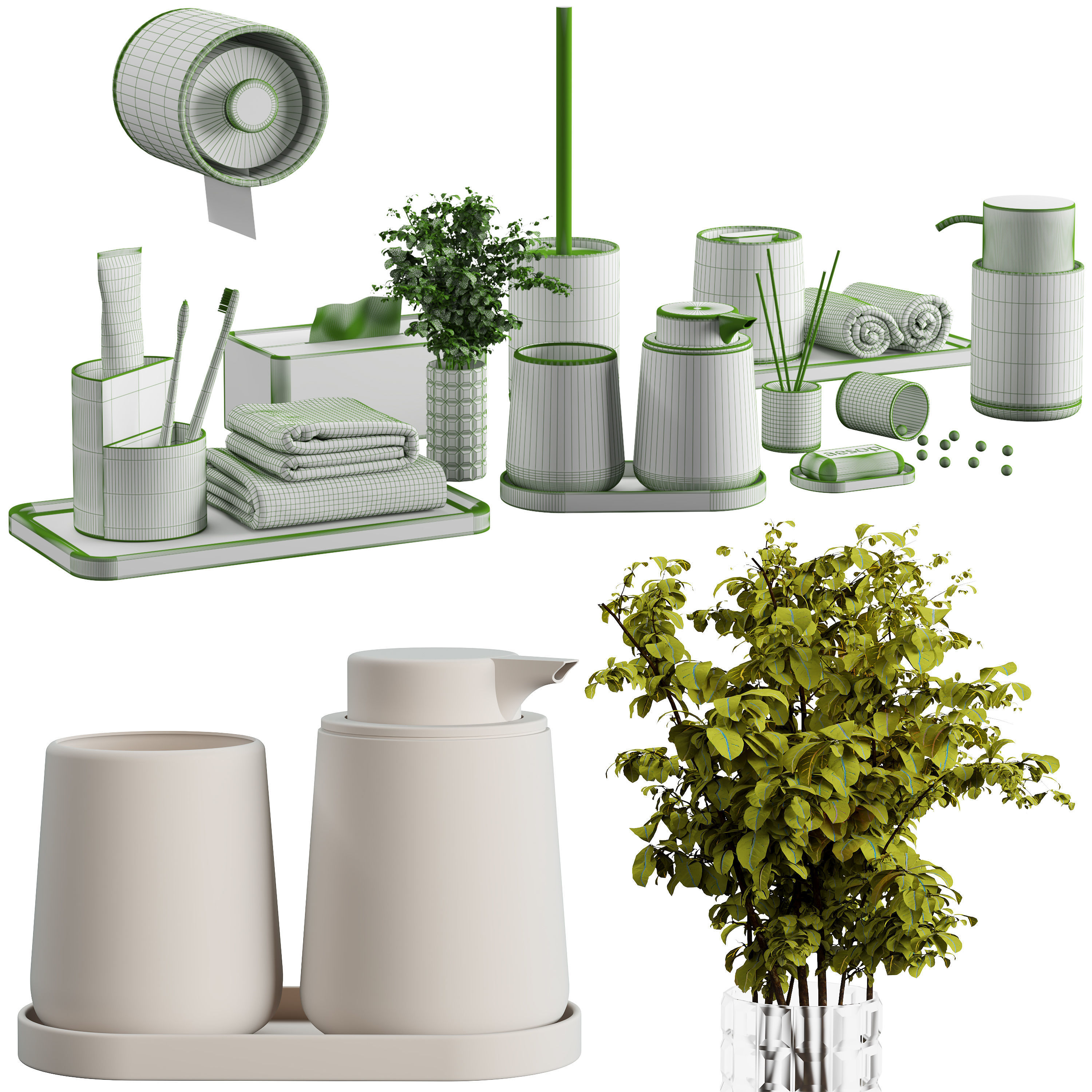 Bathroom-accessories-set-2 bathroom set with toiletries and p... 3D model_2