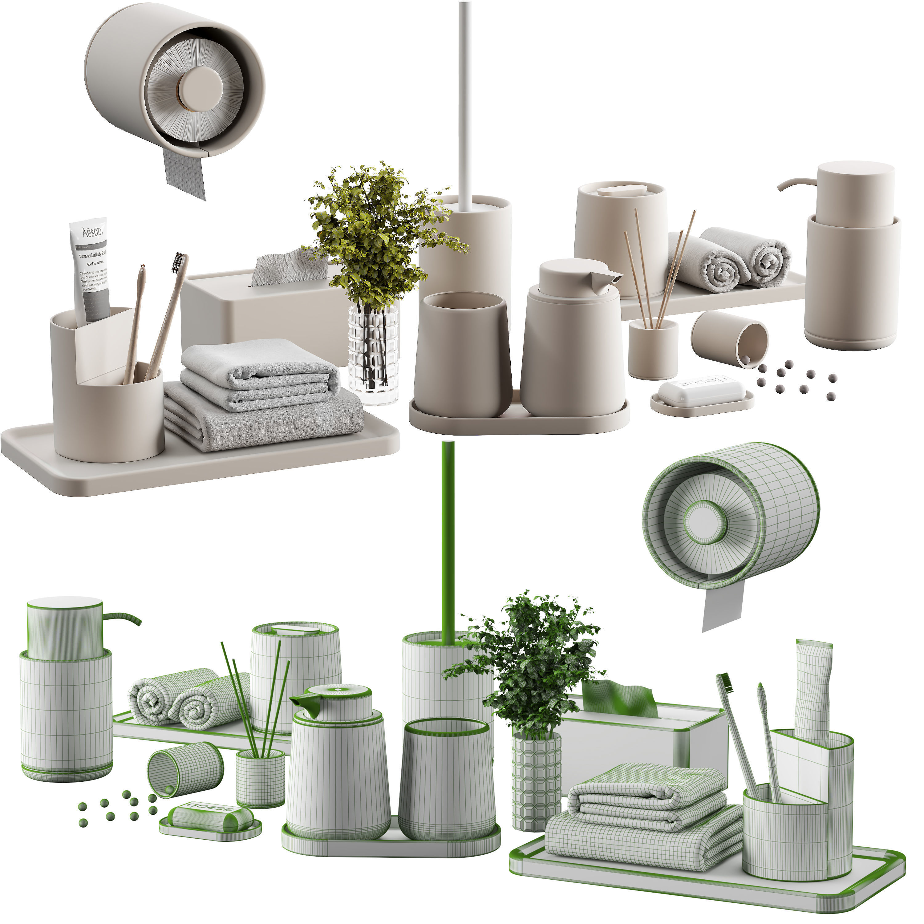 Bathroom-accessories-set-2 bathroom set with toiletries and p... 3D model_4