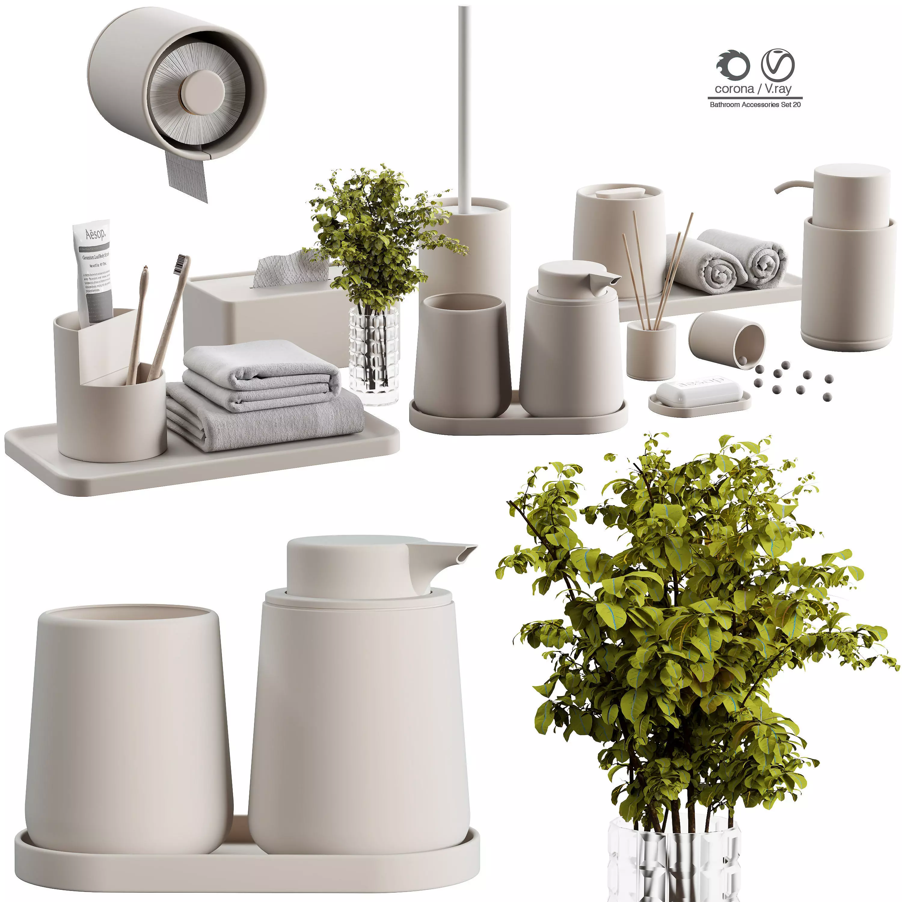 Bathroom-accessories-set-2 bathroom set with toiletries and p... 3D model_0