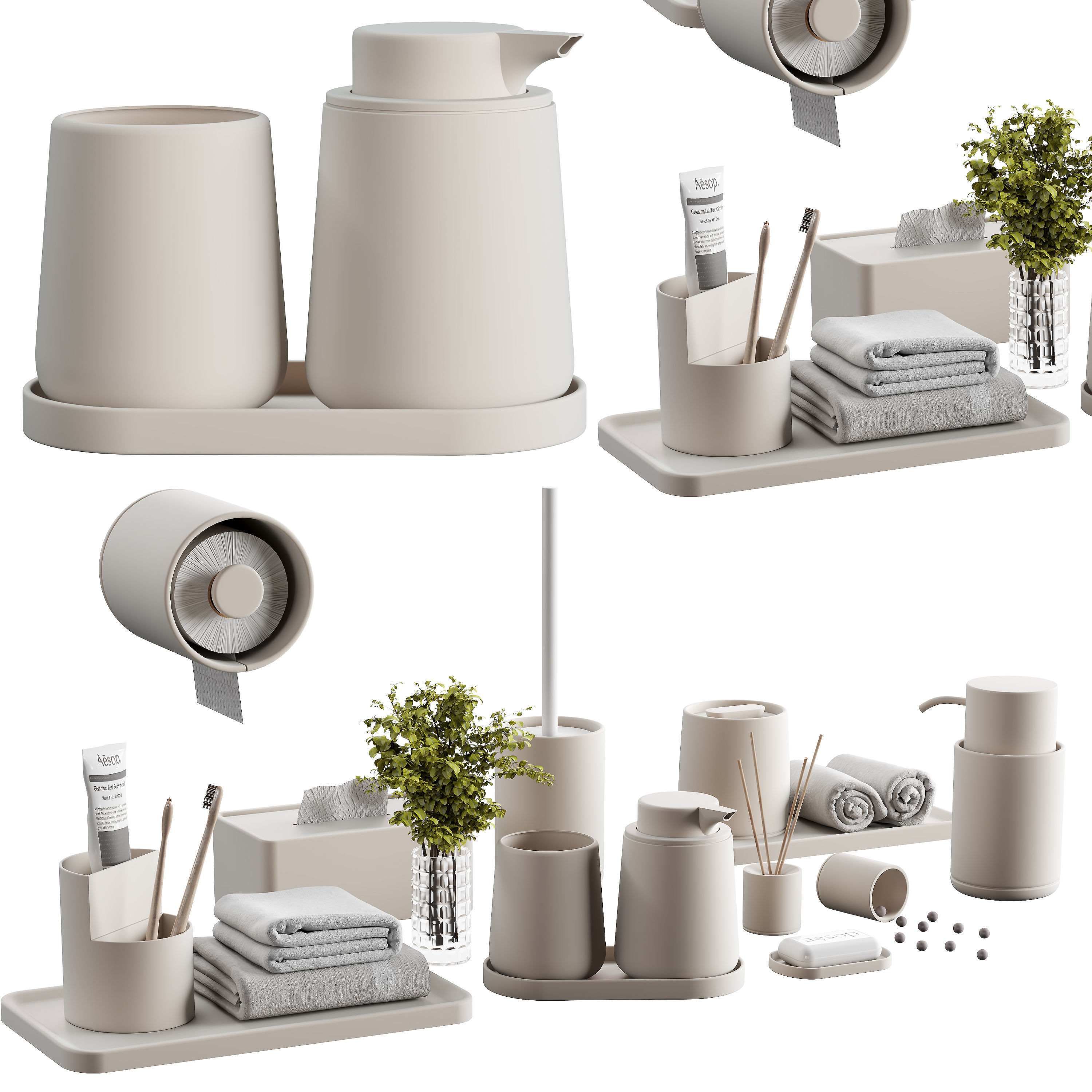 Bathroom-accessories-set-2 bathroom set with toiletries and p... 3D model_1