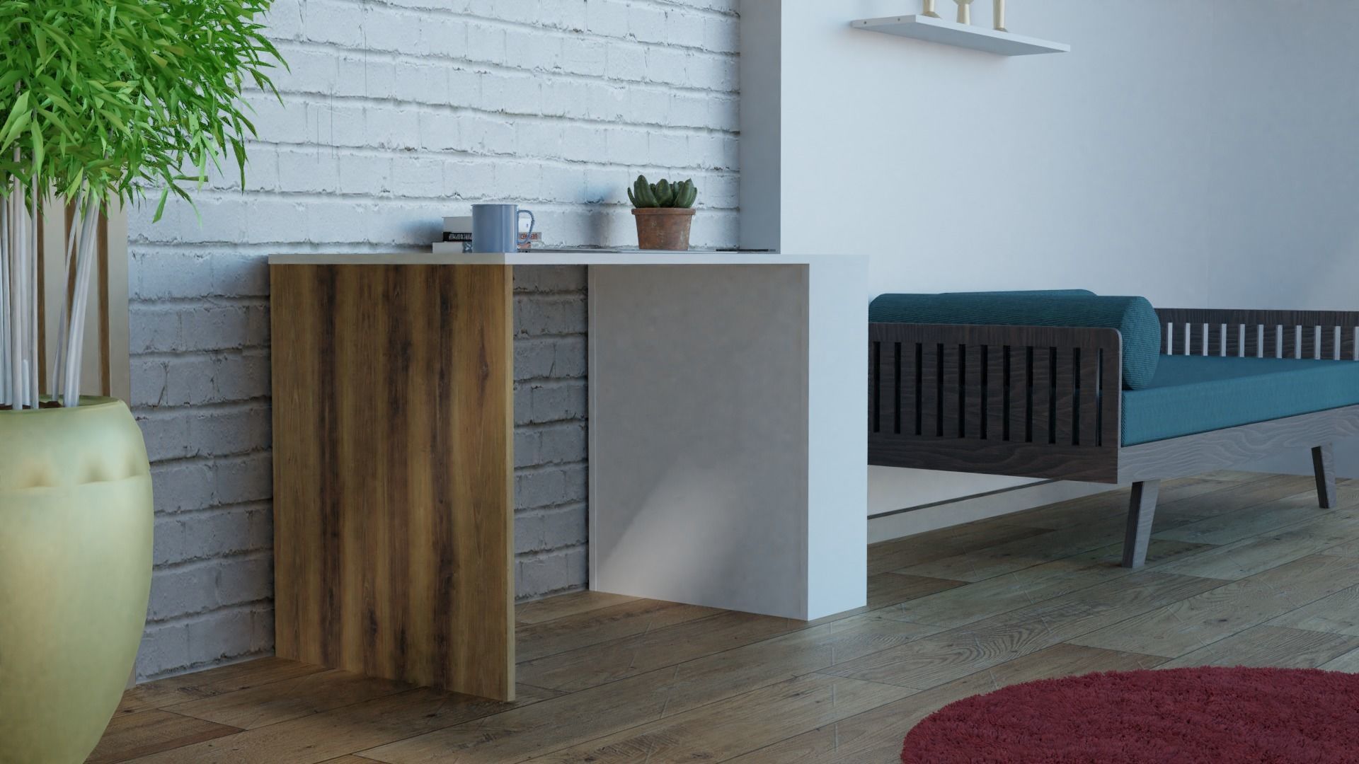 Work Room Low-poly 3D model_1