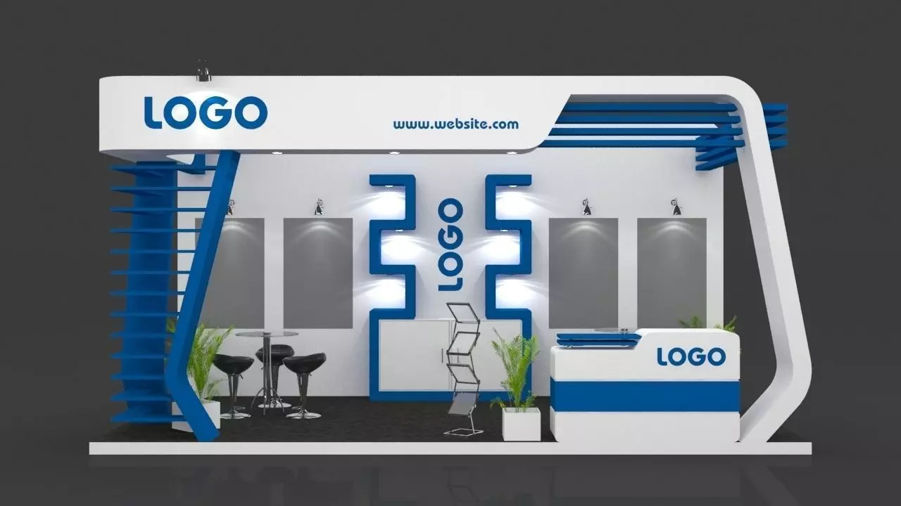 Exhibition Booth 3D Model 6 mtr x 3 mtr 3 sides open 3D model_0