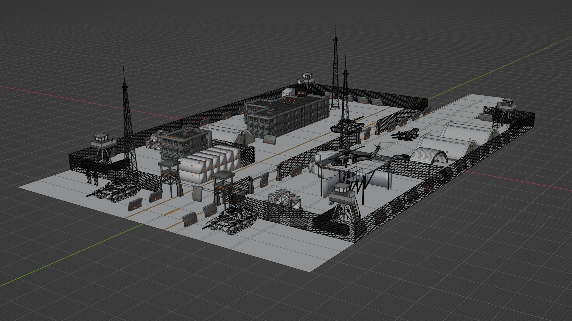 Germany Military Base Low-poly 3D model_8
