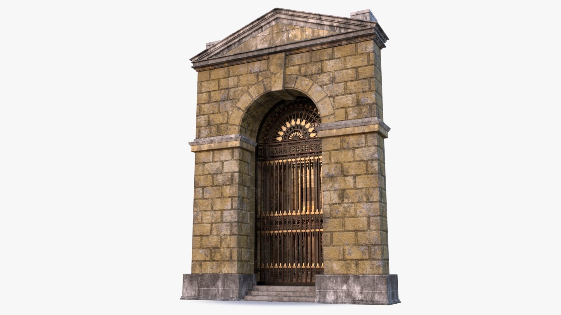 arched Door 0001 Low-poly 3D model_1