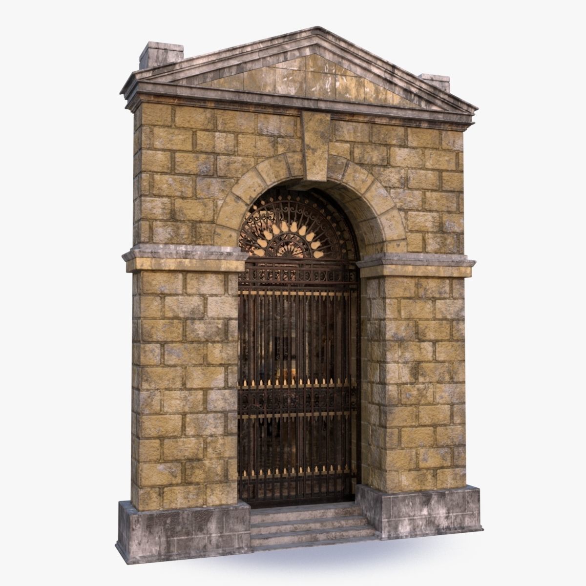 arched Door 0001 Low-poly 3D model_8