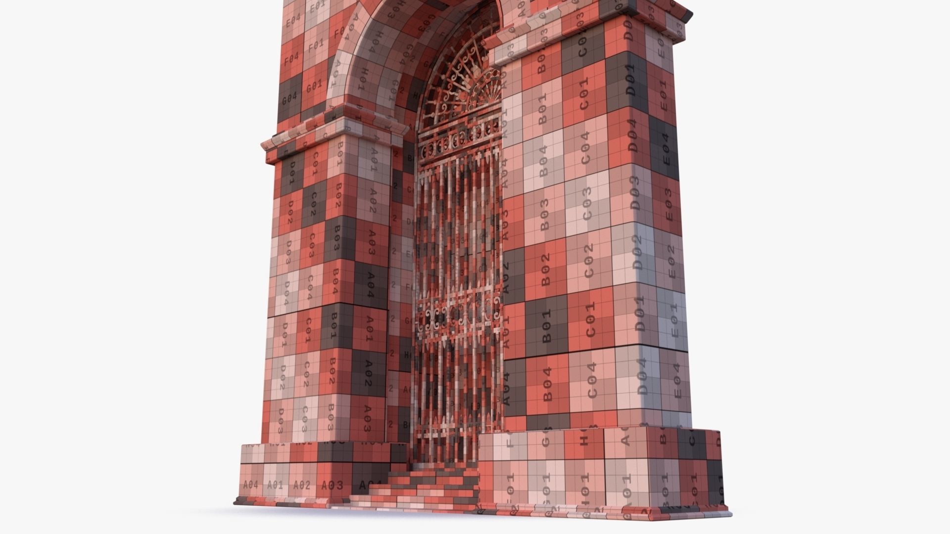 arched Door 0001 Low-poly 3D model_16
