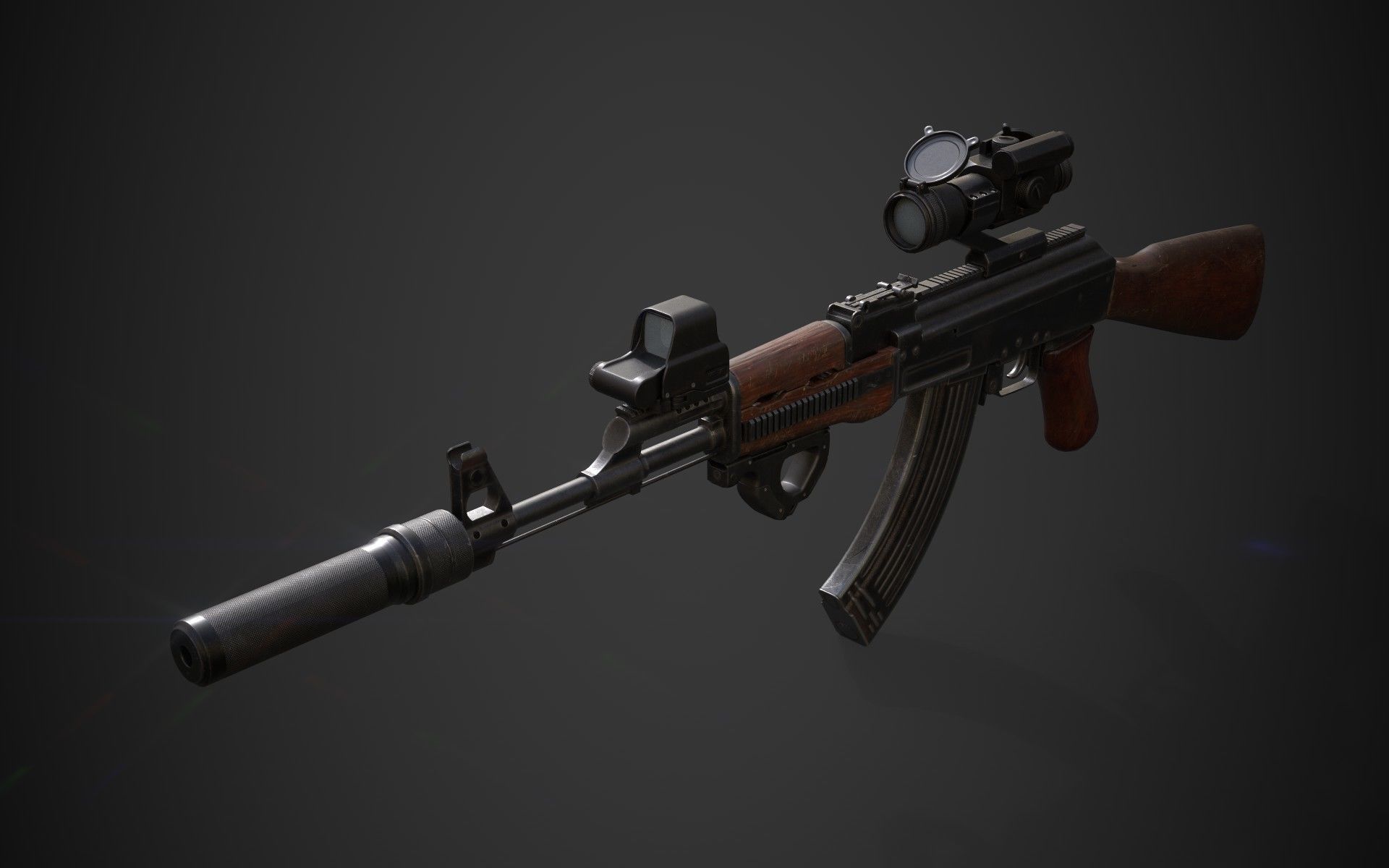 AK-47 rifle Low-poly 3D model_10