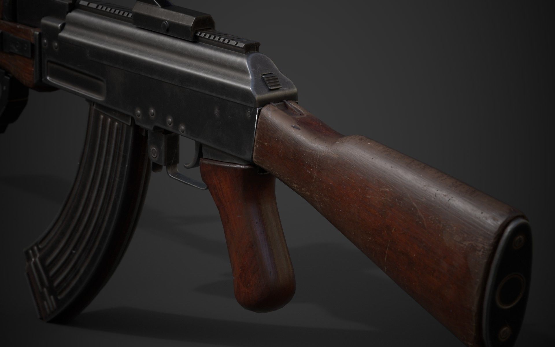AK-47 rifle Low-poly 3D model_16