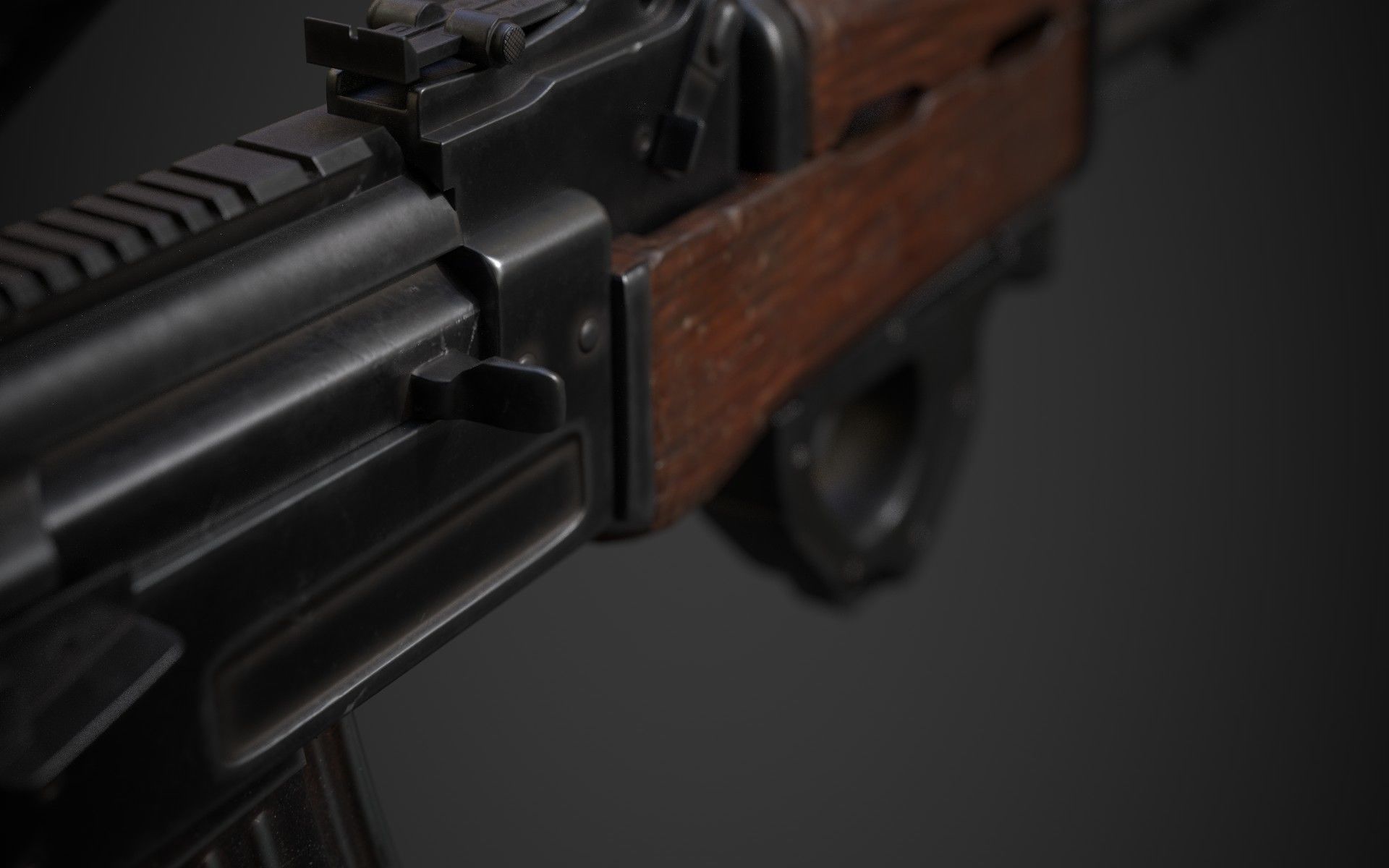 AK-47 rifle Low-poly 3D model_7