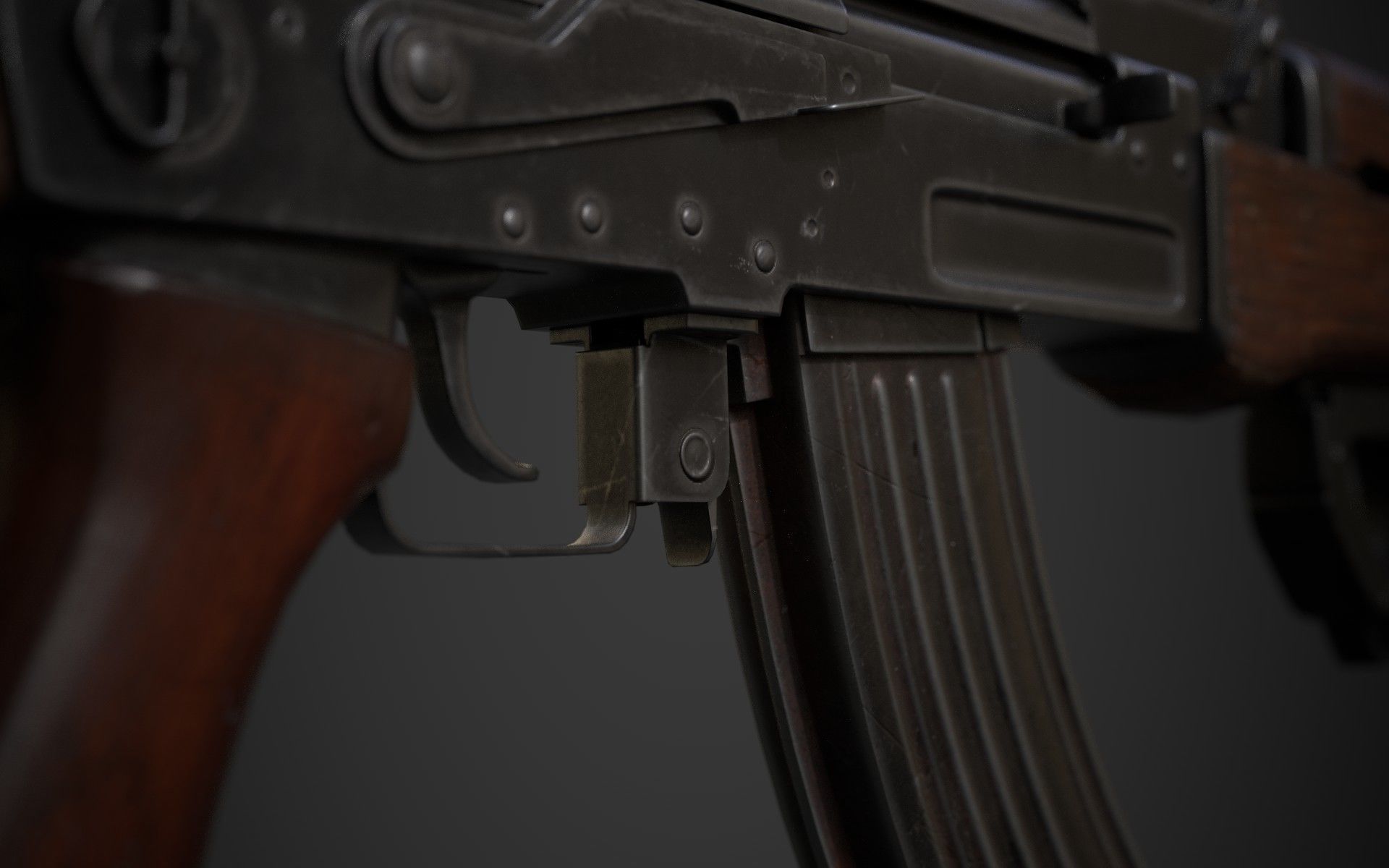 AK-47 rifle Low-poly 3D model_8