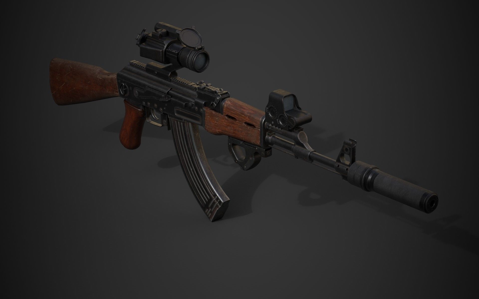 AK-47 rifle Low-poly 3D model_13
