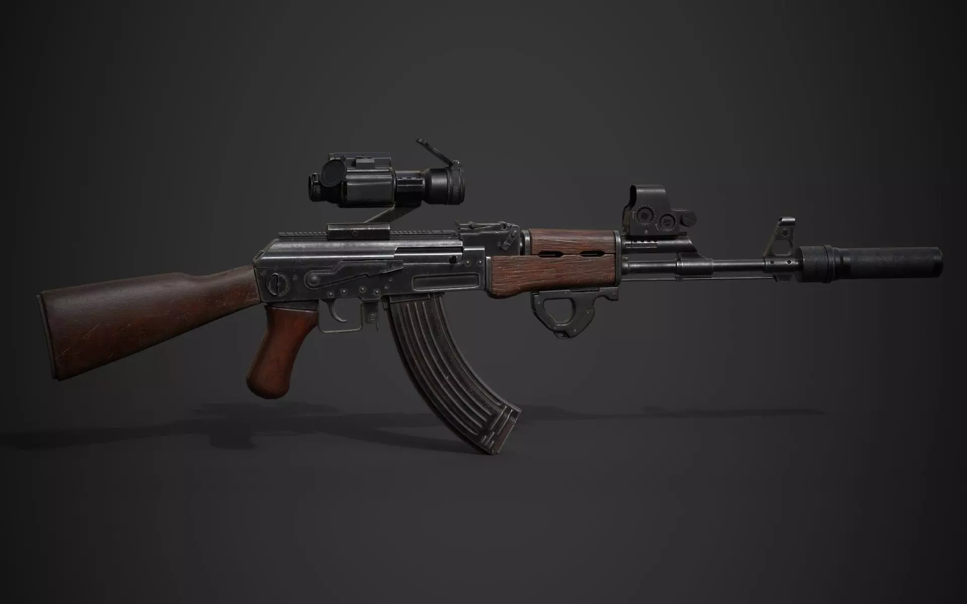 AK-47 rifle Low-poly 3D model_0