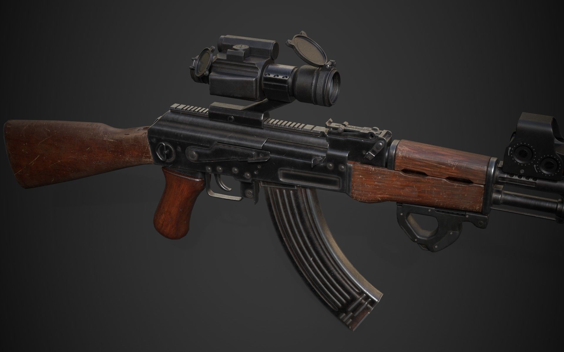 AK-47 rifle Low-poly 3D model_1