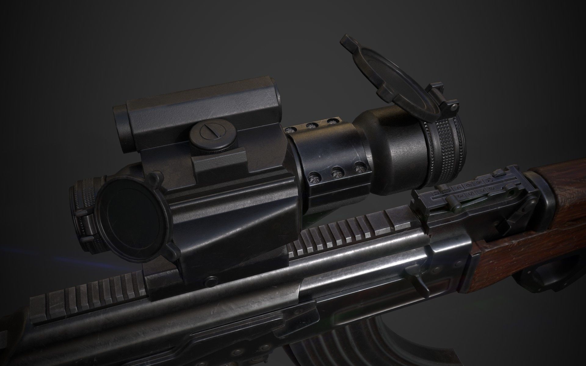 AK-47 rifle Low-poly 3D model_2