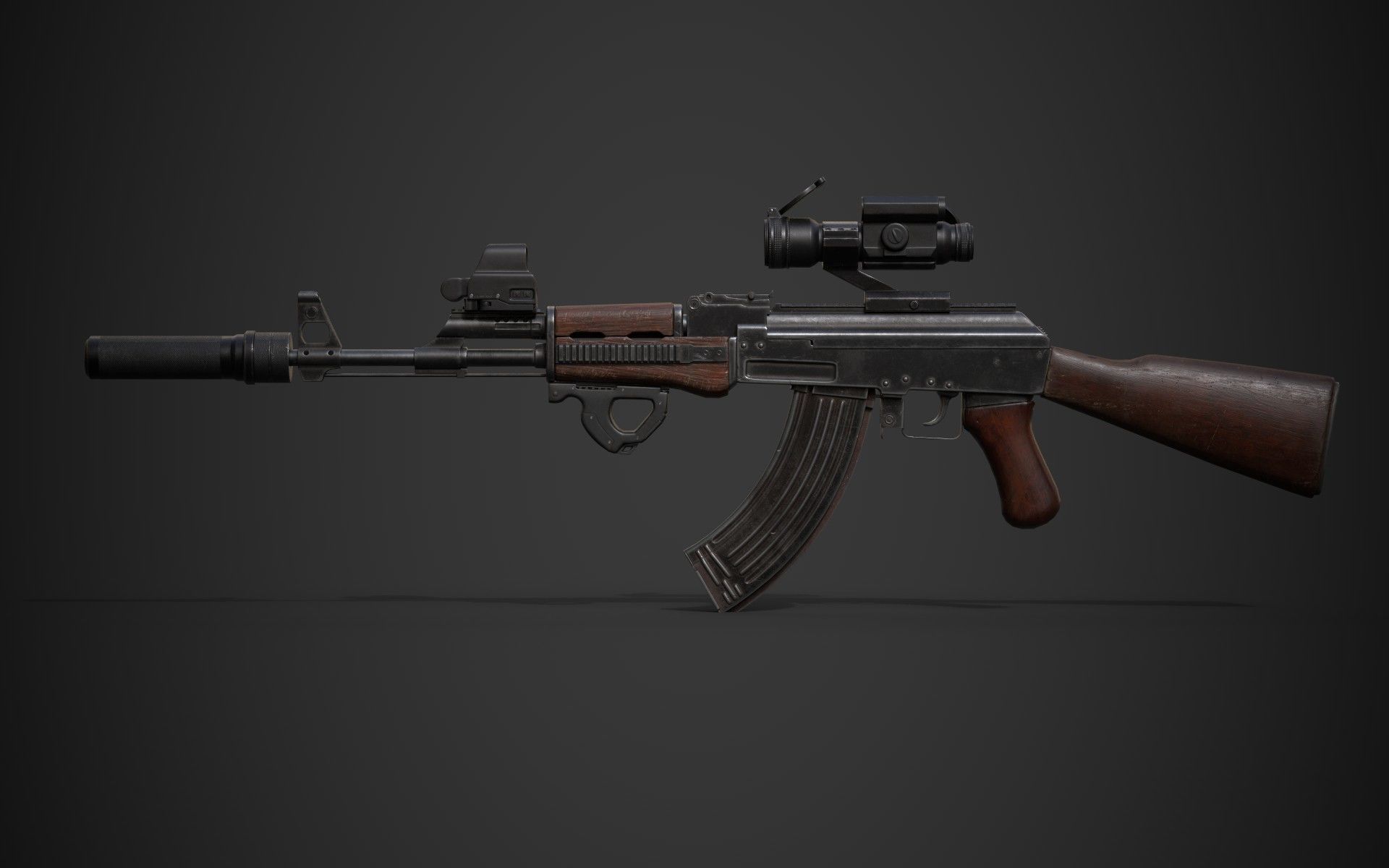 AK-47 rifle Low-poly 3D model_11