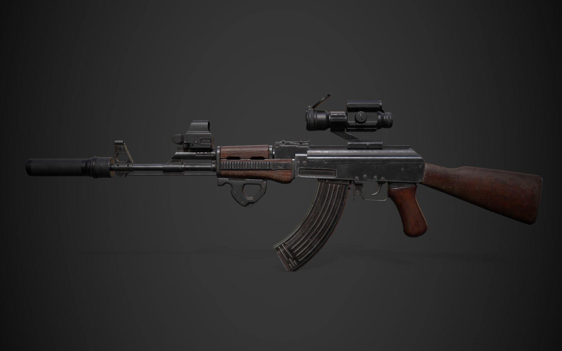 AK-47 rifle Low-poly 3D model_4