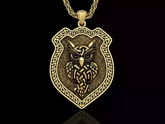 The Celtic Owl Shield Pendant 3D print model