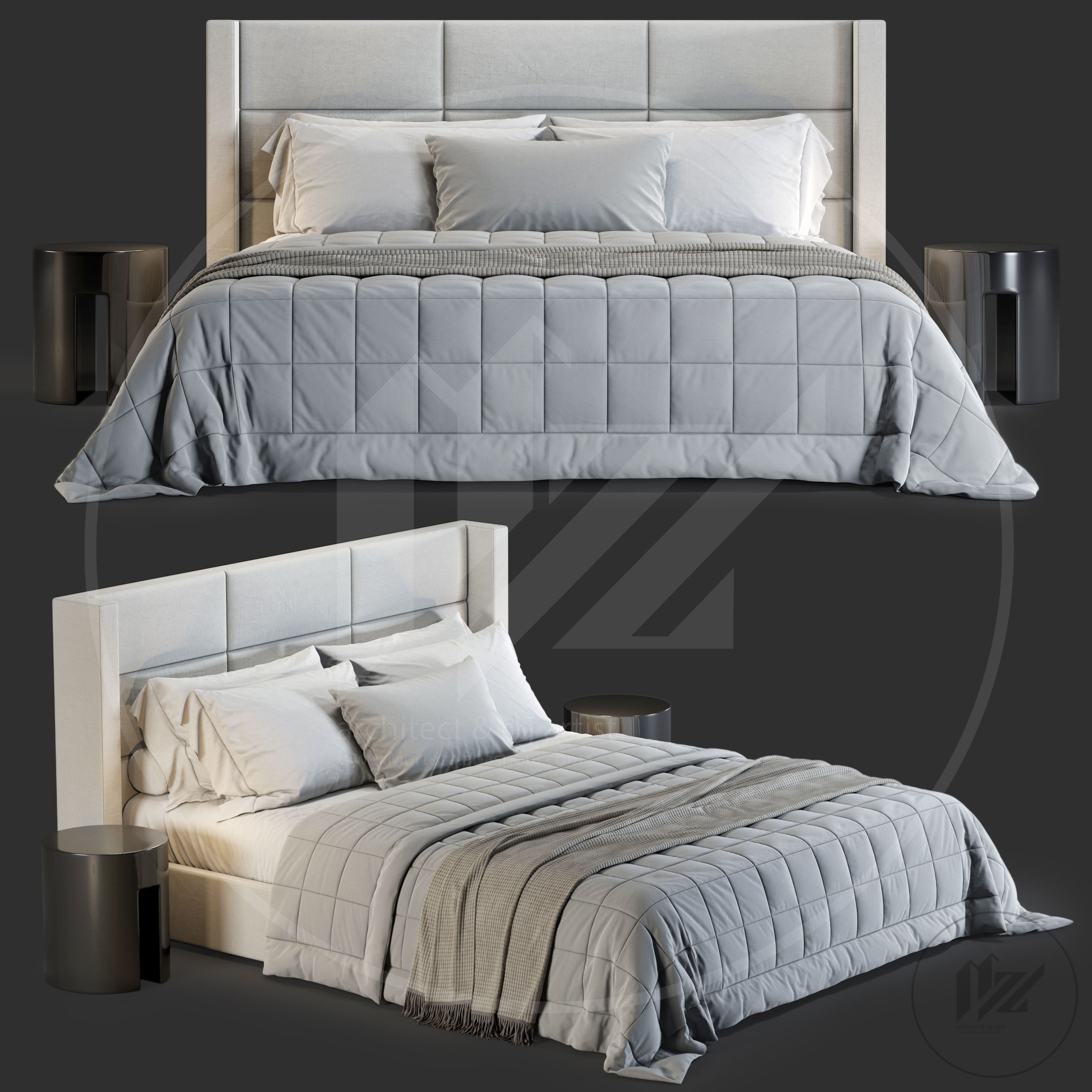 Rh Mdena Rectangular Bed No2 3D model_1
