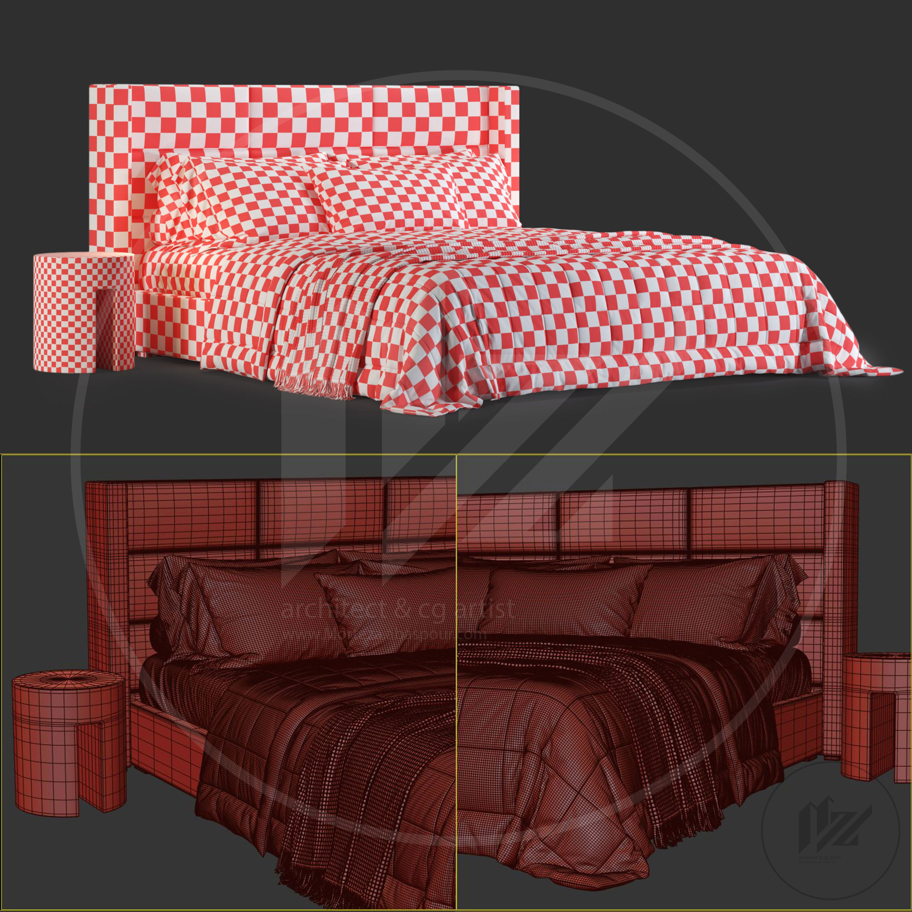 Rh Mdena Rectangular Bed No2 3D model_4