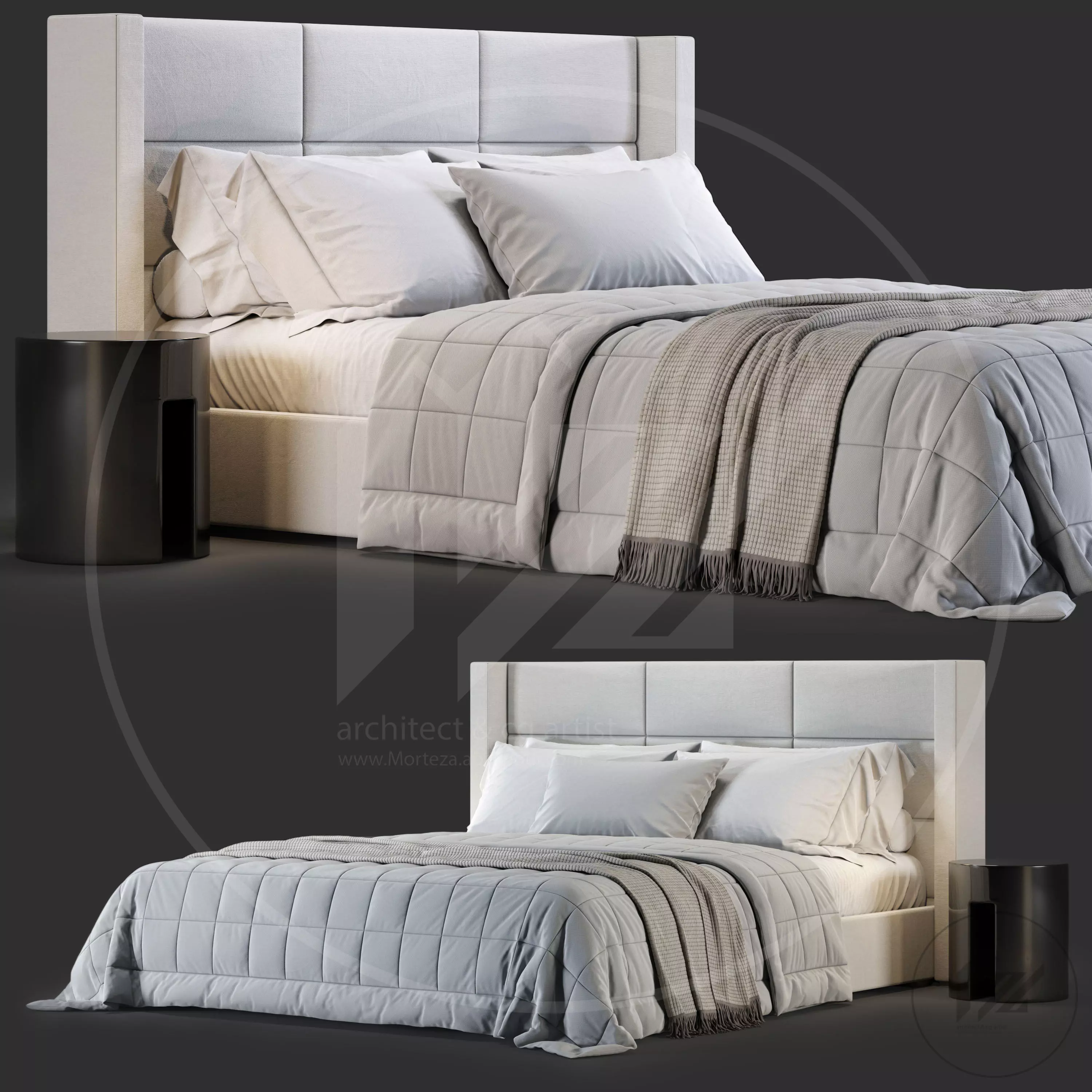 Rh Mdena Rectangular Bed No2 3D model_0
