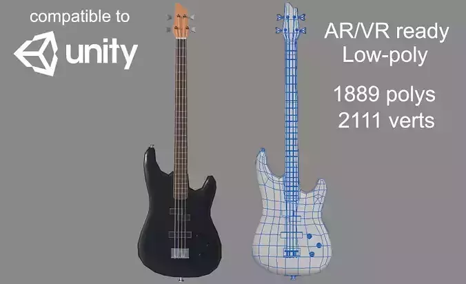 Bass guitar Low-poly ready to VR