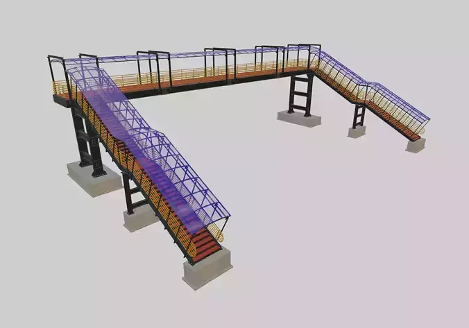Steel Pedestrian Bridge-Two Columns-Pipe Rail-Straight Type-6