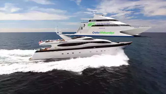 Catamaran Game  asset Seaflight lowpoly   3D model