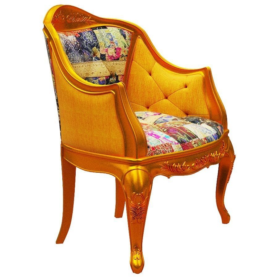 Classical armchair Low-poly 3D model_2