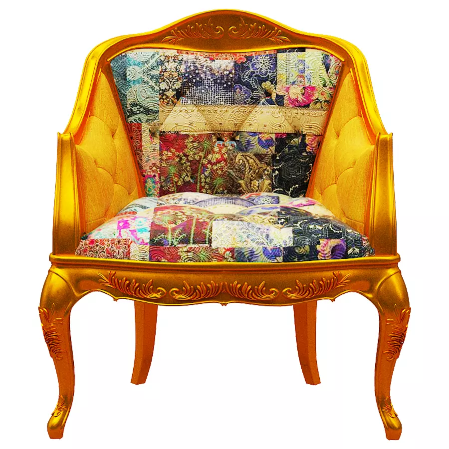 Classical armchair Low-poly 3D model_0