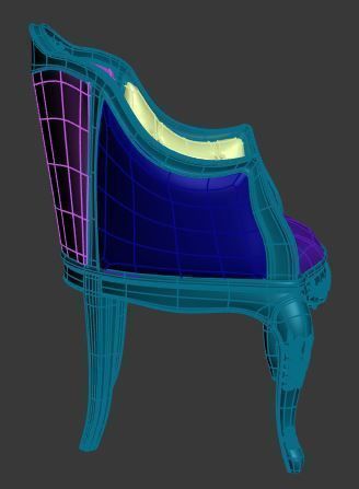 Classical armchair Low-poly 3D model_10