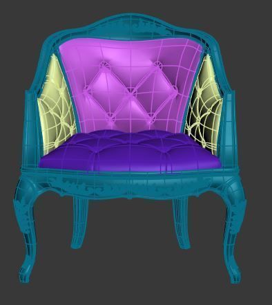 Classical armchair Low-poly 3D model_7
