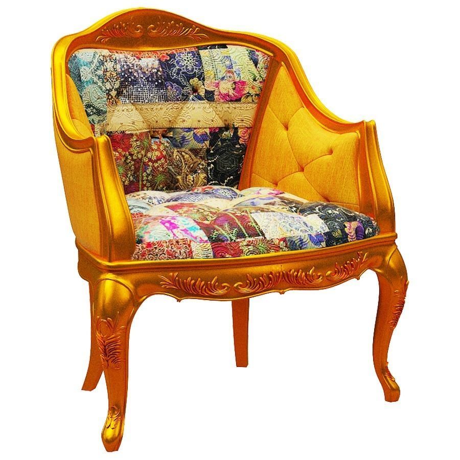 Classical armchair Low-poly 3D model_1