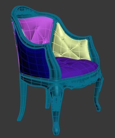 Classical armchair Low-poly 3D model_9