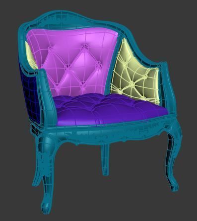 Classical armchair Low-poly 3D model_8