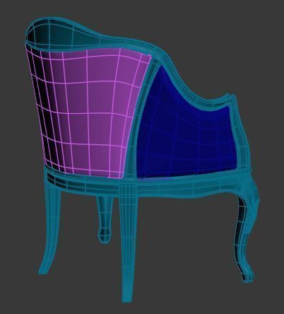 Classical armchair Low-poly 3D model_11