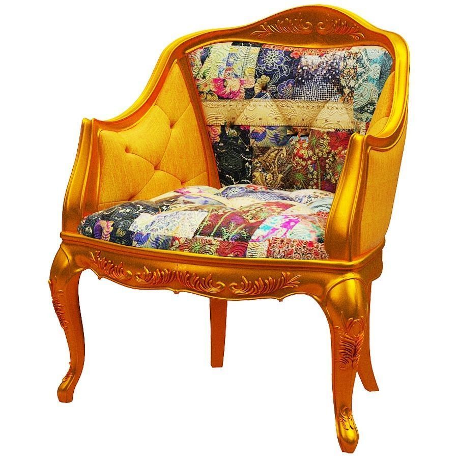 Classical armchair Low-poly 3D model_5