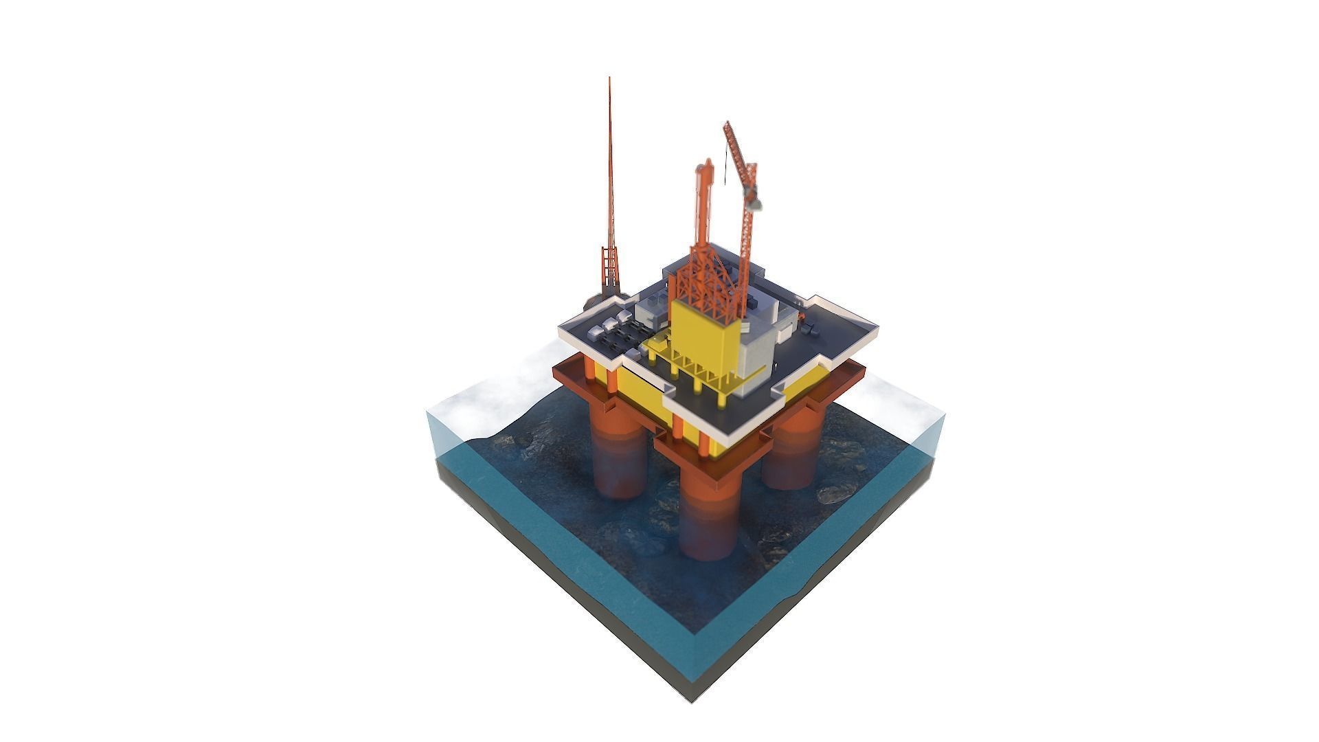 Oil rig platform Low-poly 3D model_5