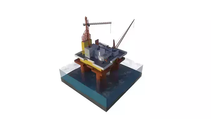 Oil rig platform Low-poly 3D model