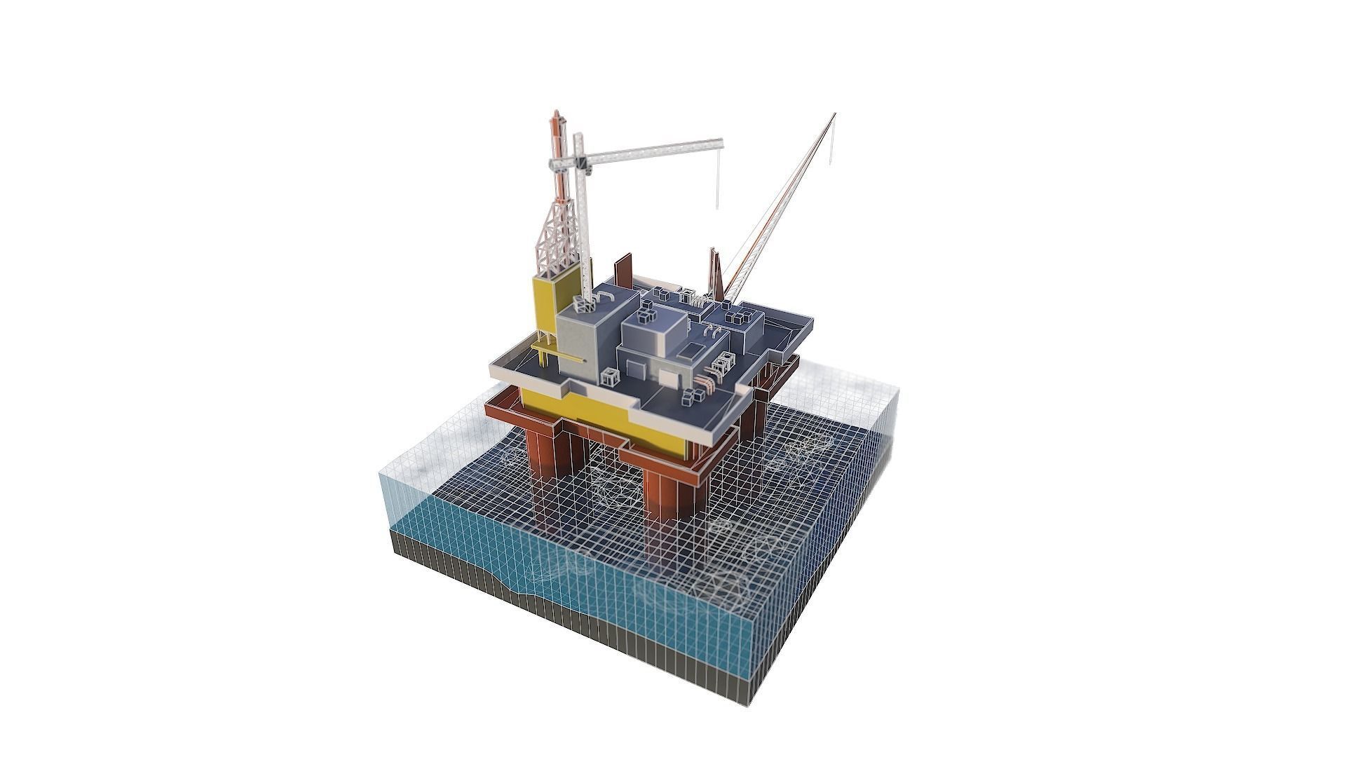 Oil rig platform Low-poly 3D model_3