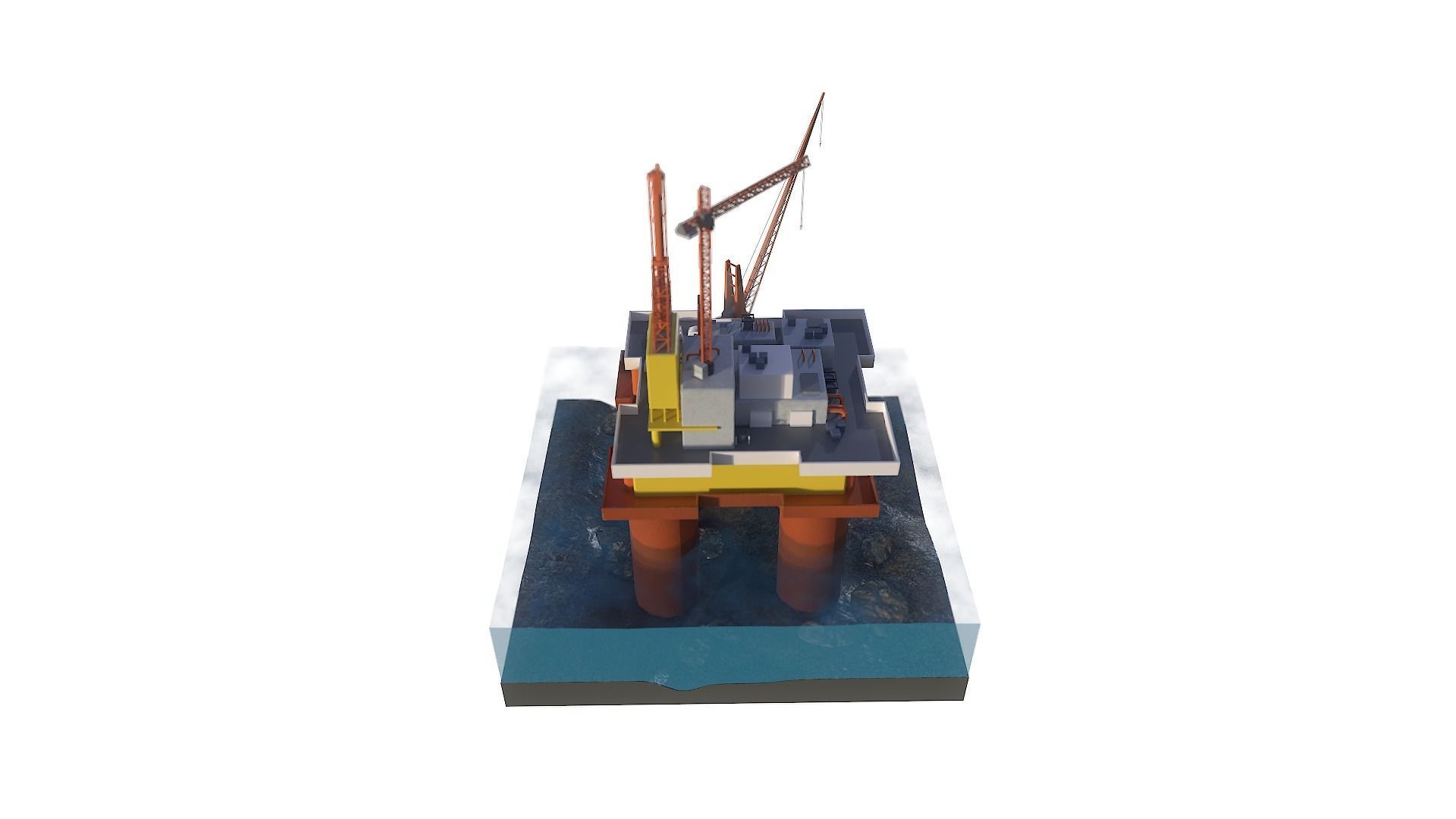 Oil rig platform Low-poly 3D model_4
