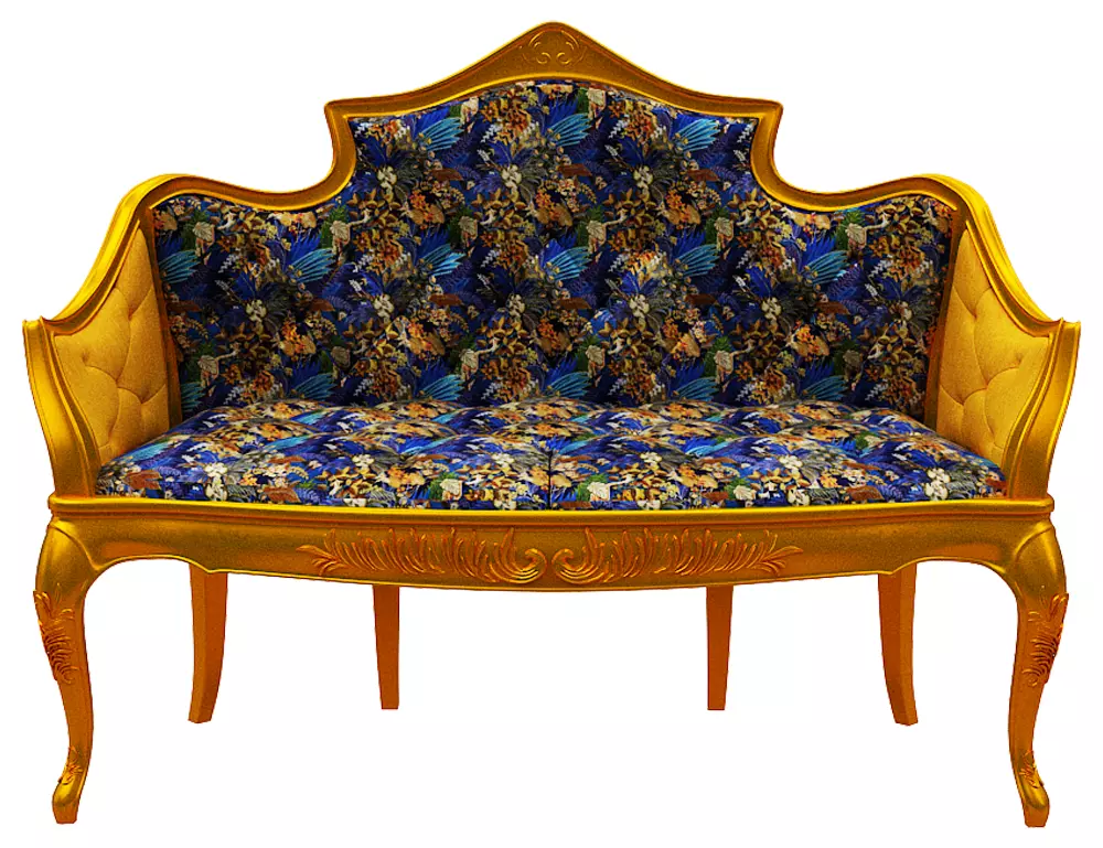 Classical sofa Low-poly 3D model_0