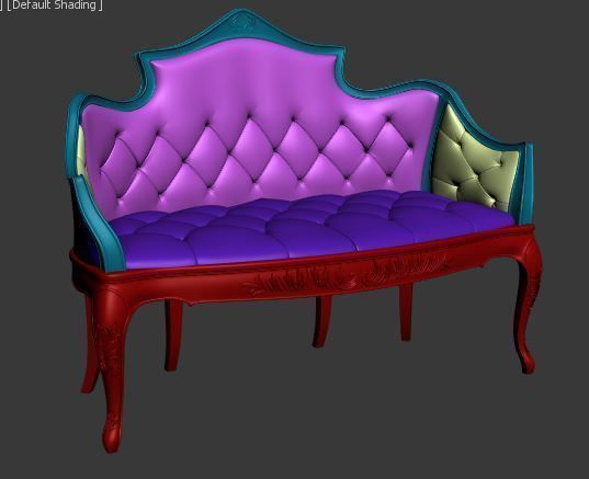 Classical sofa Low-poly 3D model_8