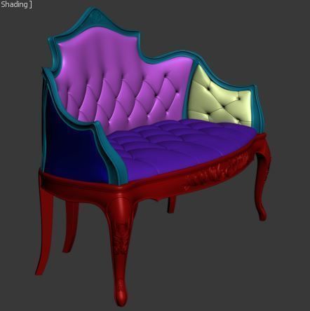 Classical sofa Low-poly 3D model_9
