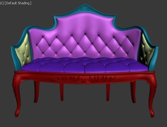 Classical sofa Low-poly 3D model_7