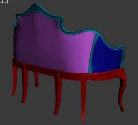 Classical sofa Low-poly 3D model_11
