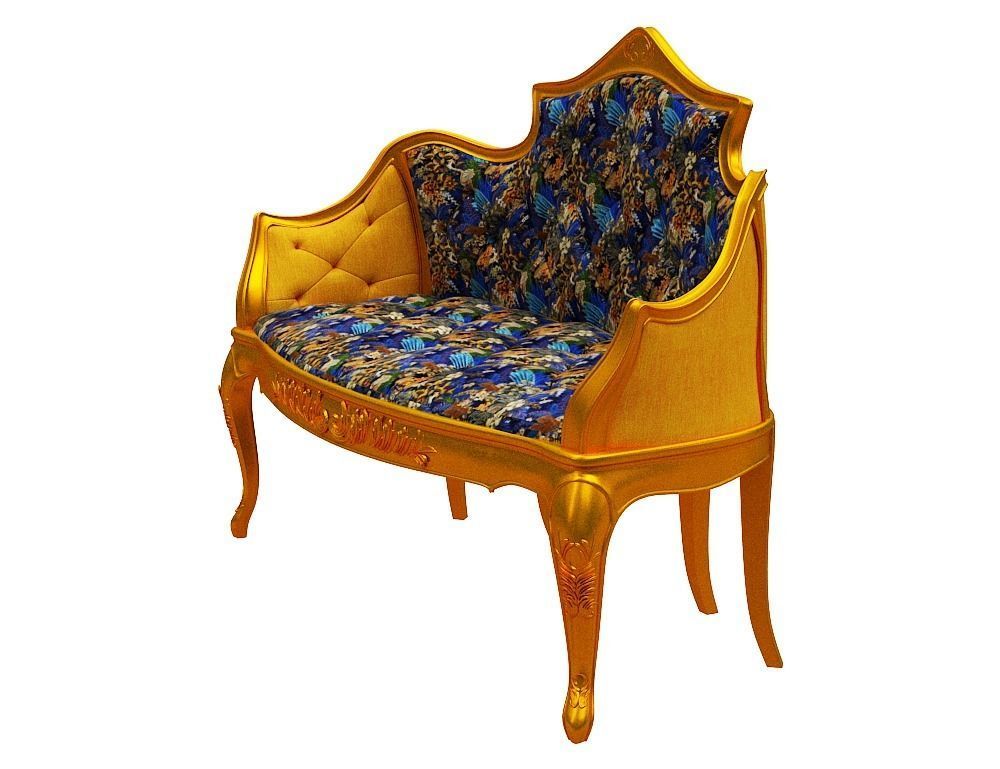 Classical sofa Low-poly 3D model_6